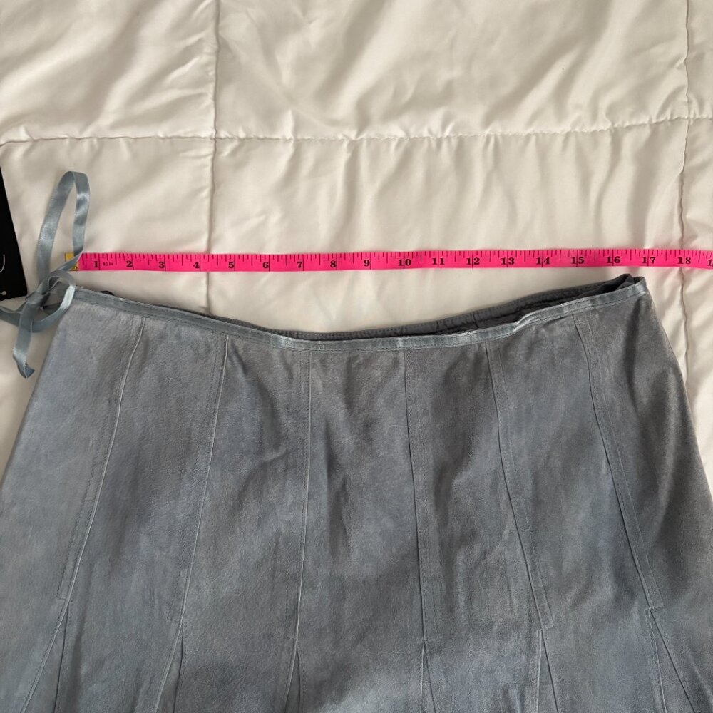 Context Women's Light blue/Grey A-line flare Suede Skirt Party Office Chic 14 - Picture 4 of 6